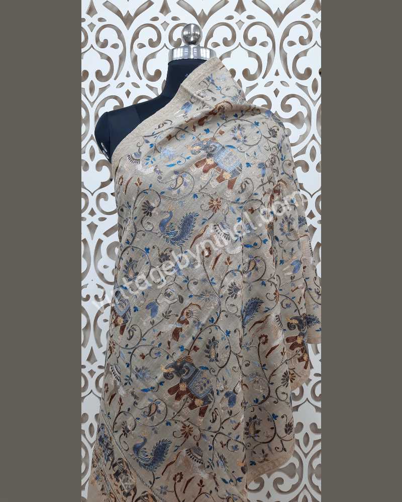  Pashmina Full Zari Work Tribal Scene Shawl 